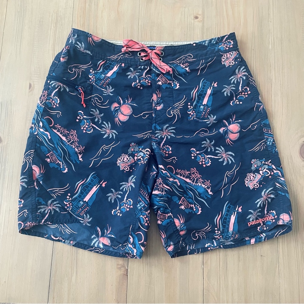 Patagonia Board Shorts Men’s Size 30 Navy Coral Tacos C Street Wave